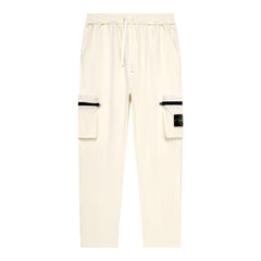 Stone Island Technical Fabric Straight Leg Cargo Pants with Bilateral Zip Cargo Pockets and Compass Badge