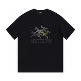 Arc'teryx Multi‑Overlay Bird Skeleton Rhinestone‑Style Graphic Short‑Sleeve T‑Shirt Unisex