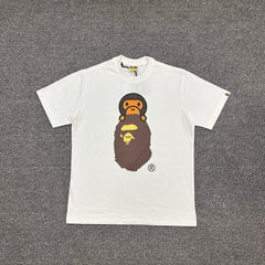 BAPE FW24 Baby Milo on Ape Head T-Shirt — White / Black