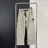 Stone Island Washed Multi-Pocket Cargo Trousers with Buckle Belt and Compass Badge
