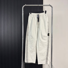 Stone Island Wide-Leg Straight Cargo Trousers with Compass Badge