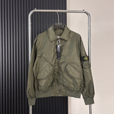 Stone Island Nylon Bomber Jacket with Point Collar and Compass Badge