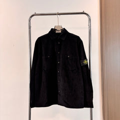 Stone Island Wide-Wale Corduroy Overshirt with Snap Buttons and Compass Badge