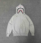 BAPE Solid Shark Full-Zip Hoodie - Gray / Black