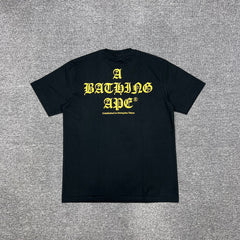 BAPE World Gone Mad Old English Blackletter Ape Head Small-Print Tee Oversized Unisex T-Shirt