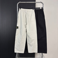 Stone Island Wide-Leg Straight Cargo Trousers with Compass Badge