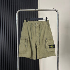 Stone Island Heavyweight Cotton Cargo Shorts with Double-Zip Pockets and Compass Badge