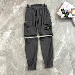 Stone Island 2-in-1 Zip-Off Convertible Cargo Trousers with Compass Badge