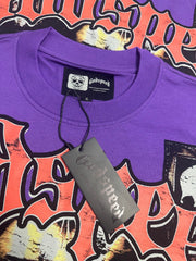 Godspeed Skeleton Cowboys Poker Game Vintage Short‑Sleeve Tee (Purple)