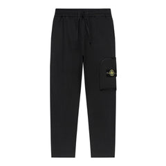 Stone Island Cargo Jogger Pants with Right Thigh Nylon Curved Flap Zip Pocket and Compass Badge