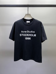 Acne Studios Stockholm 1996 Front Print Crew‑Neck Short‑Sleeve T‑Shirt