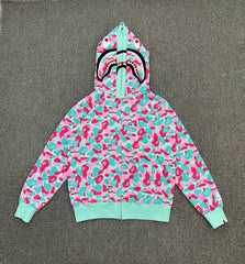 BAPE Miami 4th Anniversary WGM Shark Full-Zip Double Hood Hoodie — Miami ABC Camo