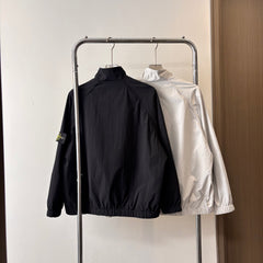 Stone Island Stand Collar Raglan Zip Jacket with Compass Badge