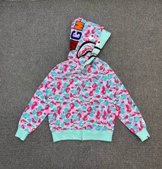 BAPE Miami 4th Anniversary WGM Shark Full-Zip Double Hood Hoodie — Miami ABC Camo