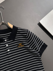 Arc'teryx Jacquard Stripe Knit Polo Shirt with Gold Bird Woven Badge