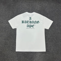 BAPE World Gone Mad Old English Blackletter Ape Head Small-Print Tee Oversized Unisex T-Shirt