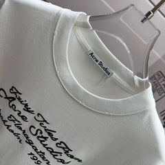 Acne Studios Fairy‑Tales Cursive‑Text Distressed‑Trim Crew‑Neck Short‑Sleeve T‑Shirt