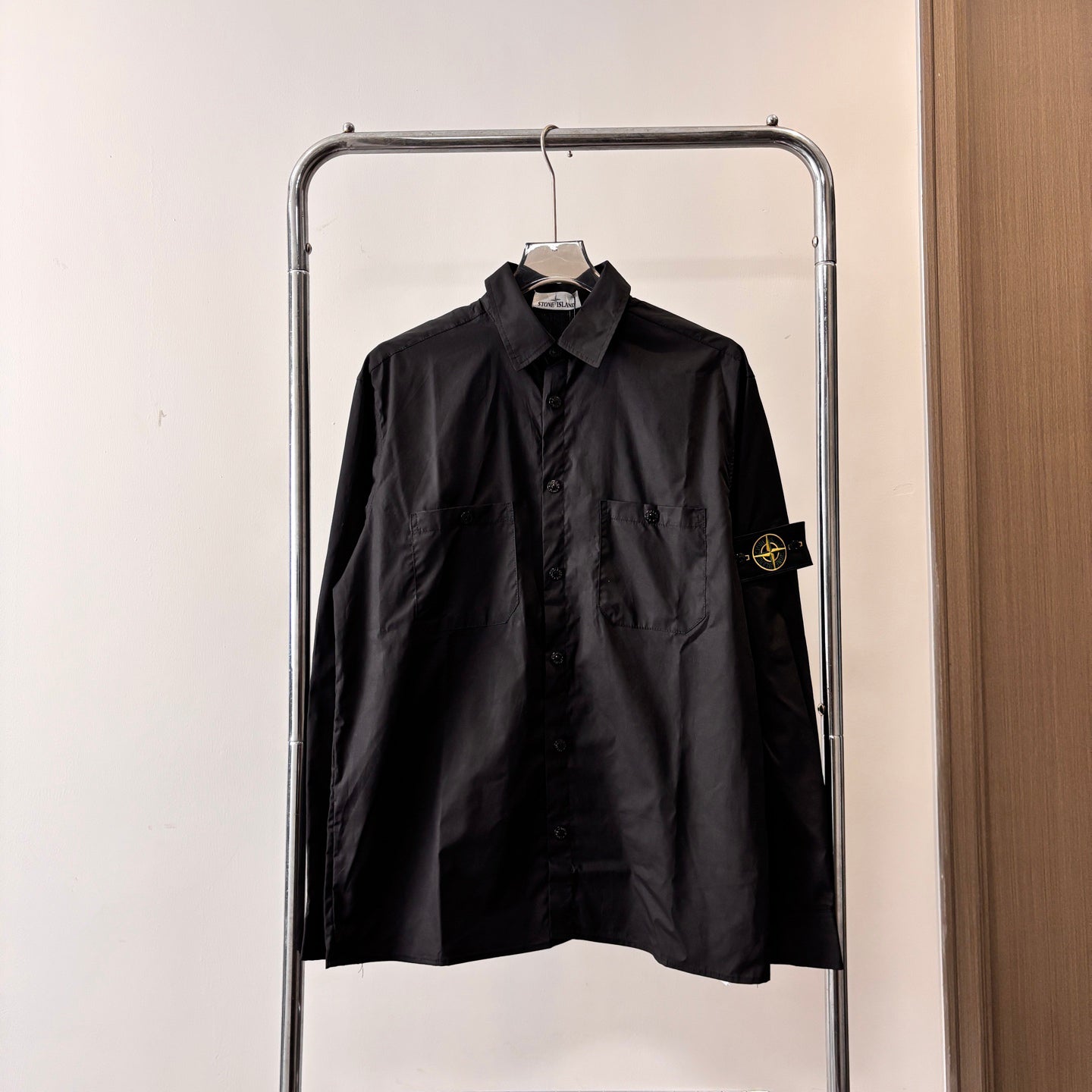 Stone Island Technical Cotton Overshirt with Snap Buttons and Compass Badge