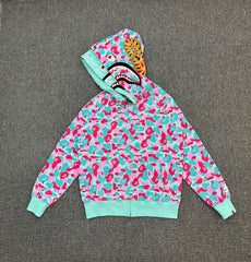 BAPE Miami 4th Anniversary WGM Shark Full-Zip Double Hood Hoodie — Miami ABC Camo