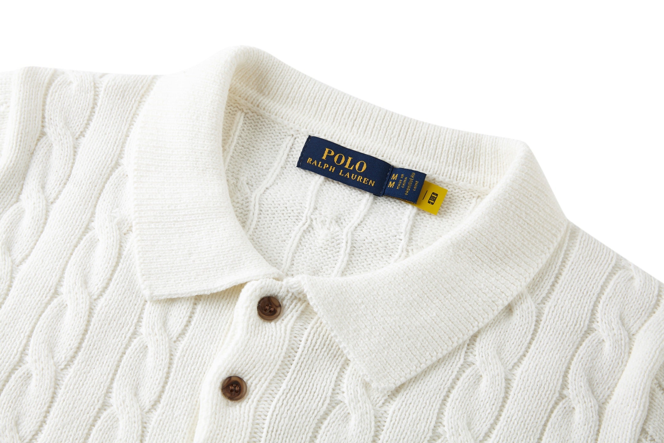 Polo Ralph Lauren Men’s Cable‑Knit Short‑Sleeve Polo Shirt With Navy Pony Embroidery