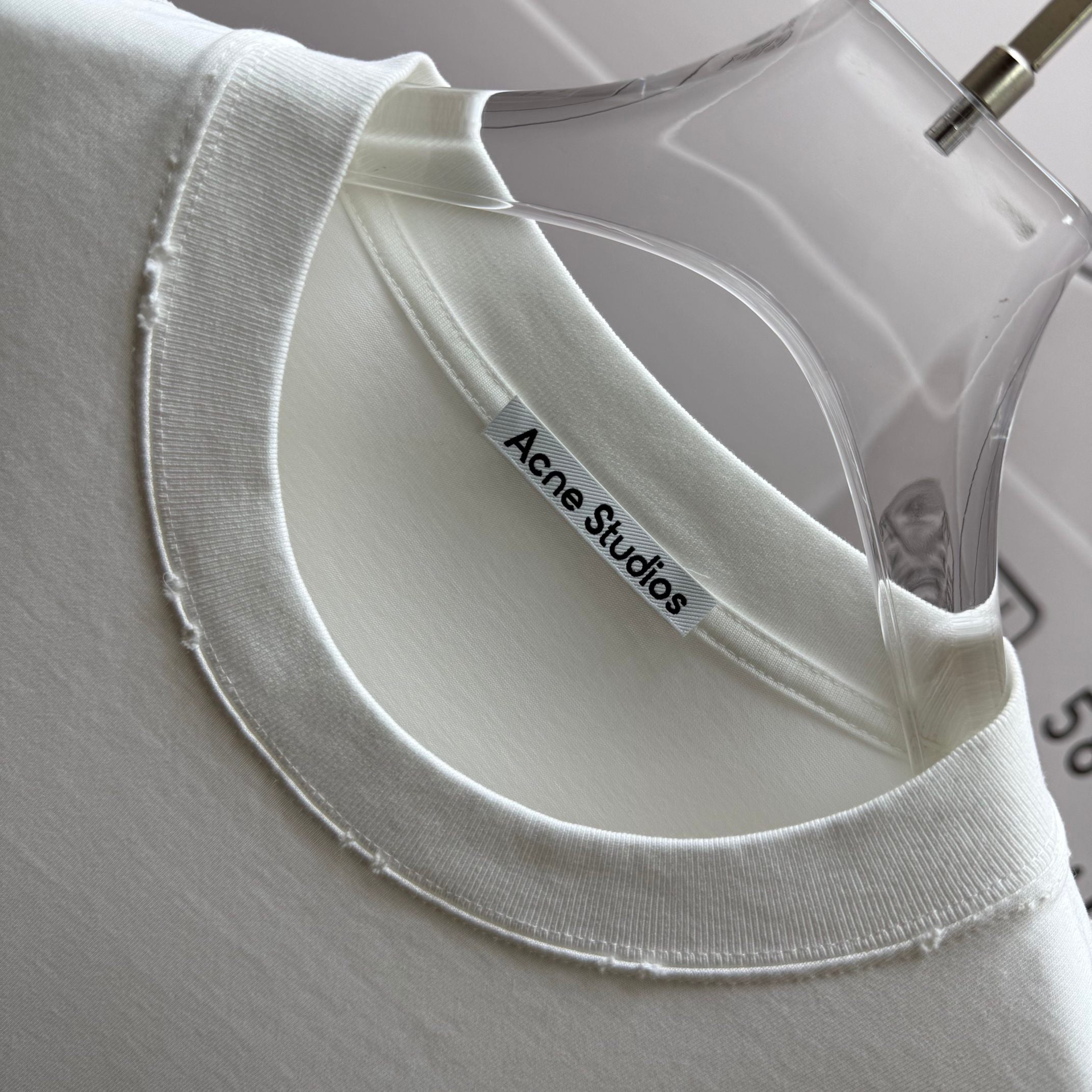 Acne Studios Large Circular Stamp‑Print Distressed‑Trim Crew‑Neck Short‑Sleeve T‑Shirt