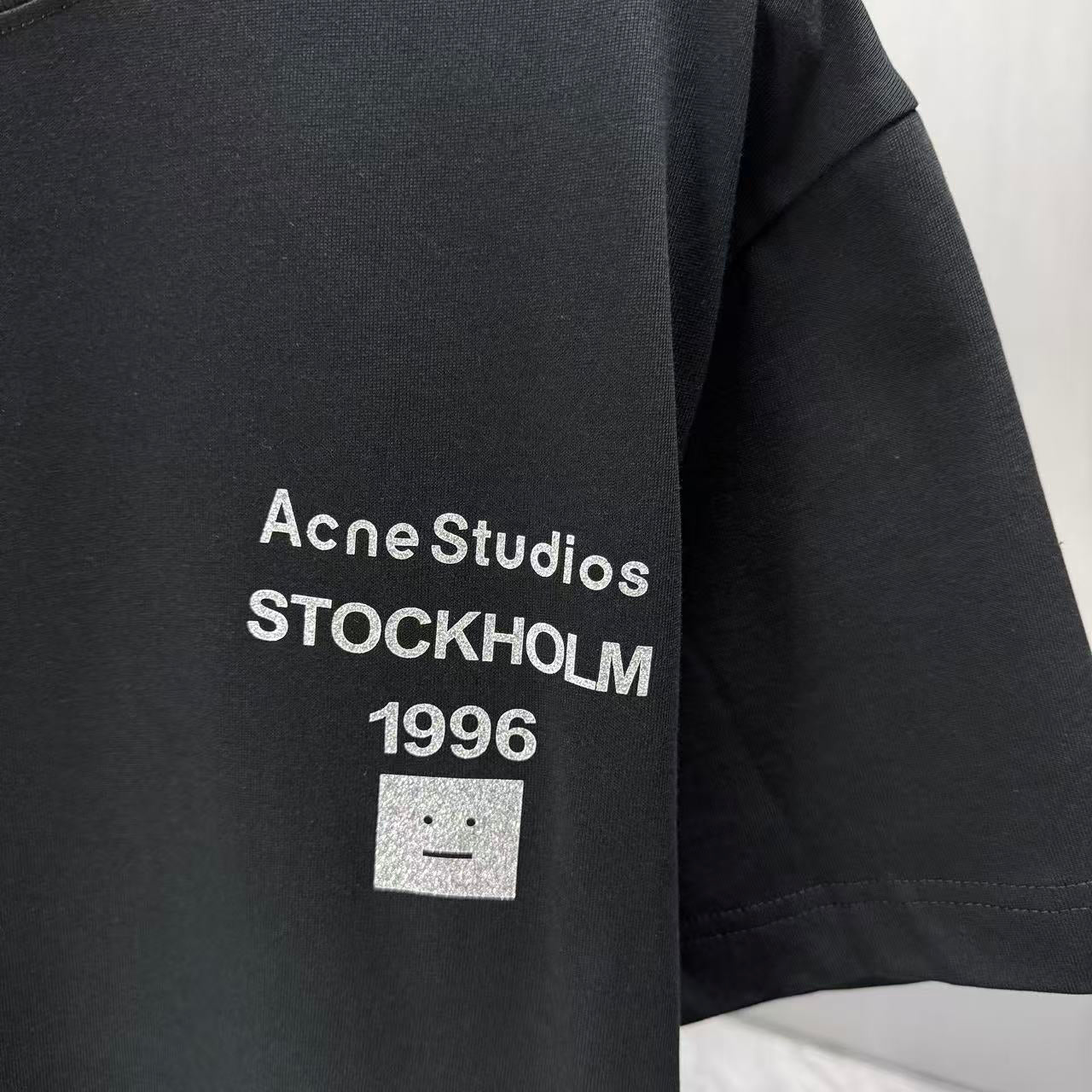 Acne Studios Stockholm 1996 Square‑Face Graphic Crew‑Neck Short‑Sleeve T‑Shirt