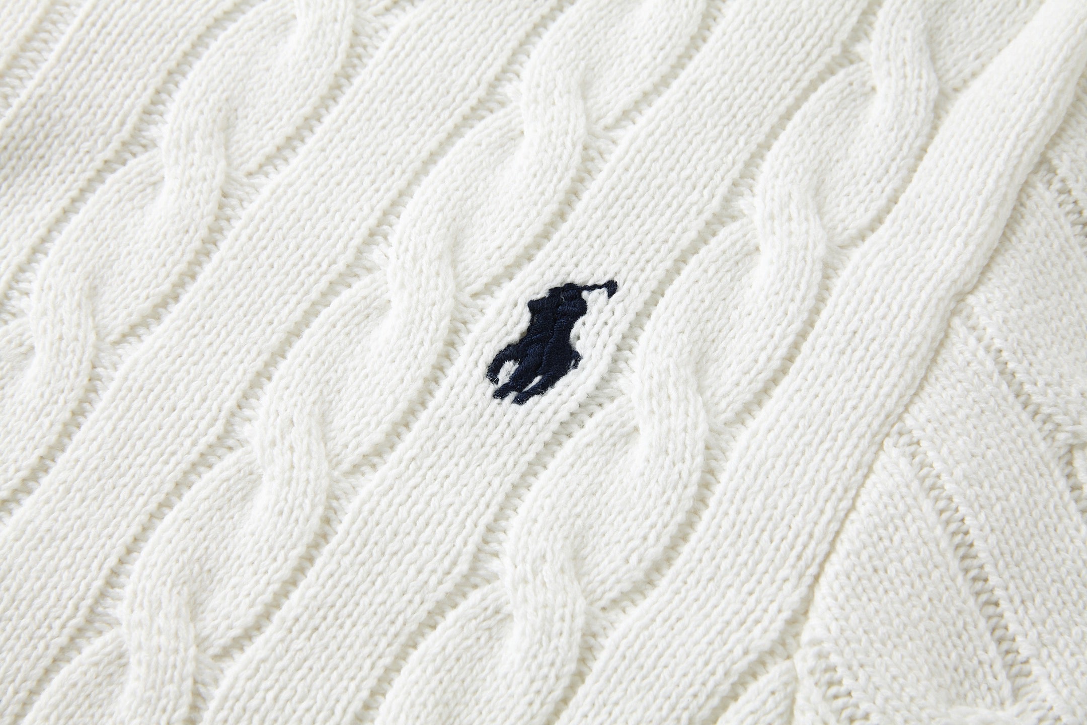 Polo Ralph Lauren Men’s Cable‑Knit Short‑Sleeve Polo Shirt With Navy Pony Embroidery